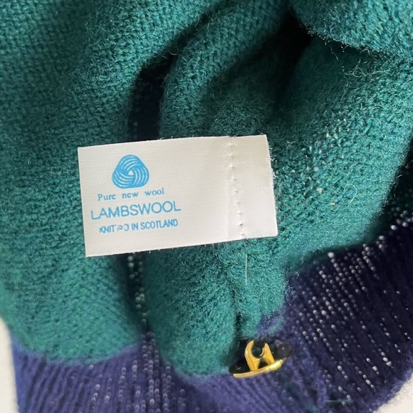 60s Mod Green and Blue Chanelesque styling Mackinnon of Scotland Wool Cardigan - Picture 6 of 10